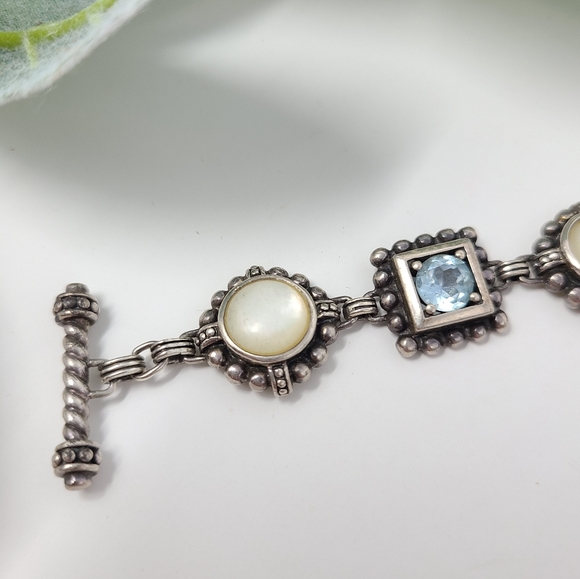 Sterling Silver Amethyst Topaz Artisan Bracelet - Picture 3 of 11